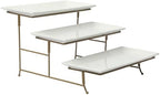 Gibson Home Gracious Dining Dinnerware, 3-Tier Rectangle Plate Serving Set with Gold Metal Stand, White - Image 5