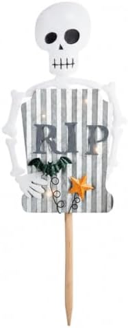 Mud Pie Led Tin Skeleton Yard Stake, Garden Accessories, Seasonal Home Decor, Holiday Giftable Decor by MudPie