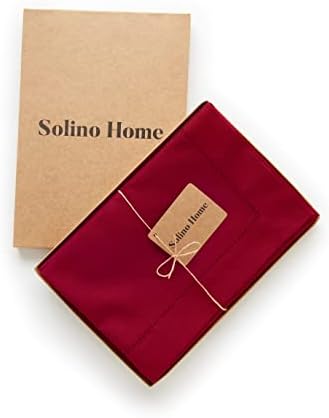 Solino Home Cotton Linen Dinner Napkins Red Hemstitch, 20 x 20 in, Set of 4 - Image 3