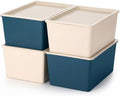 Menkxi 4 Pcs Storage Bins with Lids, Beige, Blue, Small by Menkxi
