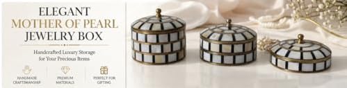 Decorative Jewelry Trinket Box Unique Gift for Home Decor Antique Metal Case with Mother of Pearl Sindoor Box/Coin Box Set Black Pearl - Image 2