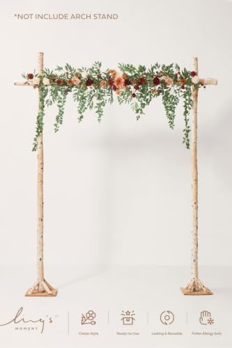 Ling's Moment 6.5FT Wedding Arch Flower Garland, Fall Orange - Image 5