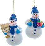 The Bridge Collection Happy Hanukkah Snowman Ornaments - Set of 2 by TheBridgeCollection