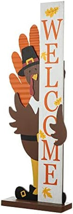 Glitzhome 36”H Fall Thanksgiving Wooden Turkey Porch Sign, Farmhouse Turkey Standing Decor, Rustic Welcome Sign Porch Decor for Fall Harvest Autumn Thanksgiving - Image 7
