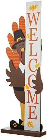 Glitzhome 36”H Fall Thanksgiving Wooden Turkey Porch Sign, Farmhouse Turkey Standing Decor, Rustic Welcome Sign Porch Decor for Fall Harvest Autumn Thanksgiving - Image 7