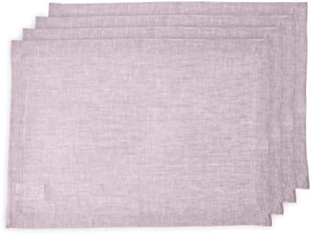 Solino Home 100% Pure Linen Placemats Lavender, Athena 14 x 19 in, Set of 4 by SolinoHome