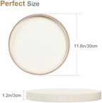 KINGFOM Round PU Leather Decorative Tray with Gold Trim, Catchall Tray for Jewelry, Keys & Small Accessories, Modern Vanity Tray for Dresser, Entryway & Bathroom Counter (Ivory White) - Image 2