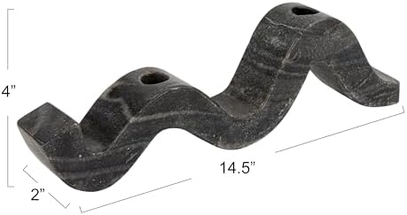 Bloomingville Marble Wave Double Taper Candle Holder, Grey - Image 2