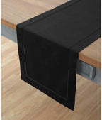 Solino Home Cotton Linen Table Runner Black Hemstitch, 14 x 108 in - Image 2