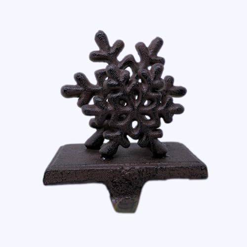 Chalily 3-D Double Snowflake Stocking Holder Cast Iron Hooks for Christmas Socks Easily Rest on a Mantel, Fireplace, or Book Shelf Heavy Duty & Durable Holiday Season Decor - Image 4