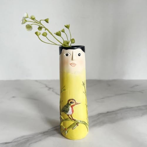 Spring Family Bud Vases, Resin Bohemian Family Vase, Girls Face Cute Hand Painted Character Vase for Home Decor Living Room Personalized Decor (4PCS) - Image 4