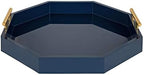 Kate And Laurel Lipton Mid-Century Octagon Tray, 18" x 18", Navy Blue and Gold, Chic Decorative Tray - Image 2