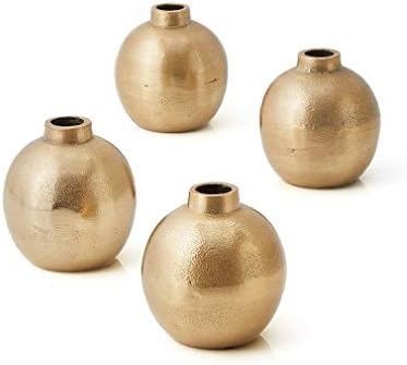 Serene Spaces Living Set of 4 Gold Small Ball Bud Vase, Stylish Flower Vases for Centerpieces at Weddings, Party Tables, Dining or Coffee Table, Thanksgiving, Fall Decor, 3.5" Tall & 3" Diameter by SereneSpacesLiving