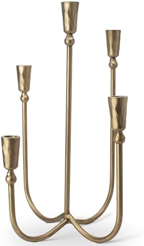 Large Iron Candelabra Centerpieces for Tables, 5 Arm Taper Candle Holders by BanomiiHome