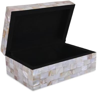 Perilla Home Home Decor Decorative Storage Wooden Box Organizer Tool Stash Card Craft Treasure Trinket Memory Keepsake Jewelry Box for Men and Women, Gifts For All, Mother of Pearl - Image 5