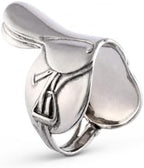 Vagabond House Pewter English Horse Saddle Napkin Ring - Equestrian Table Decor - 2.75" L x 2.5" H by VagabondHouse