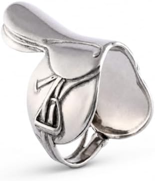 Vagabond House Pewter English Horse Saddle Napkin Ring - Equestrian Table Decor - 2.75" L x 2.5" H by VagabondHouse