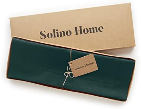 Solino Home Cotton Linen Woven Placemats Dark Green, 14 x 19 in, Set of 4 - Image 3