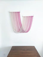 QULBUJ Dip Dye Large Macrame Wall Hanging Tie-Dye Yarn Tapestry Home Boho Wall Decor Ombre Art Headboard Bedroom Living Room 52" Wx34 L,Pink - Image 4