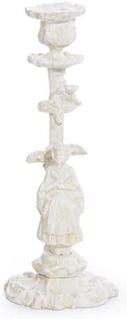 Sungmor Cast Iron Candle Holder, 10.2in White Noblewoman Figurine Design by Sungmor