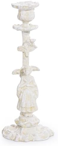Sungmor Cast Iron Candle Holder, 10.2in White Noblewoman Figurine Design by Sungmor