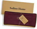 Solino Home Cotton Linen Table Runner Wine, Hemstitch Collection 14 x 72 in - Image 4