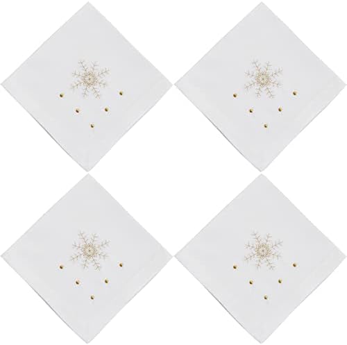 SARO LIFESTYLE Embroidered Snowflake Napkin (Set of 4) – Elegant Winter Holiday Table Linen for Christmas Dining & Seasonal Entertaining - Image 2