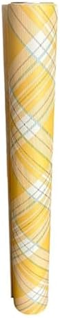 Yellow Plaid Paper Table Runner - Easter Spring Holiday Pattern for Parties or Weddings - Disposable Table Runner American Made by HesterCook