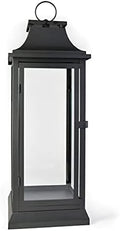 Serene Spaces Living 25" Tall Black Decorative Hurricane Lantern with Clear Glass Panels - Indoor Lantern and Outdoor Lantern for Porch, Events, Parties, & Table Top Decor - Extra Large Lantern by SereneSpacesLiving