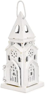 Sungmor Cast Iron Church Lantern Candle Holder, 10.2 Inches Tall & White by Sungmor