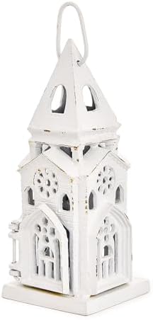 Sungmor Cast Iron Church Lantern Candle Holder, 10.2 Inches Tall & White by Sungmor