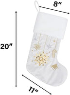 GEX Christmas Stockings 6 Pack for Family 20" Large Embroidered Luxury White Velvet with Gold Sequins Hanging Ornament Decorations for Fireplace Xmas Season (Set of 6) - Image 3