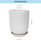 Deep Dream 8 Inch Ceramic Pots for Plants, Heavy Plant Pot for Indoor Outdoor Plants, Large Plant Pot with Drainage Hole and Saucer, Modern Tall Flower Pot, Gifts for Plant Lovers, White - Image 3