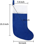 24 Pack Felt Christmas Stockings, 19 Inches Blue and White Christmas Stockings Hanging Ornaments, White Cuff with Silver Trim Christmas Stockings for Family Christmas Holiday Decorations - Image 2