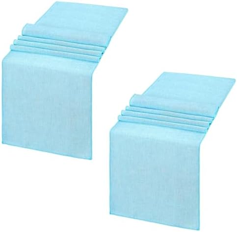 LuoluoHouse Burlap Table Runner Baby Blue Party Table Runners 2 Pack 13x84 Inch Farmhouse Spring Table Linen for Family Dining Ceremony Table Decoration by LuoluoHouse