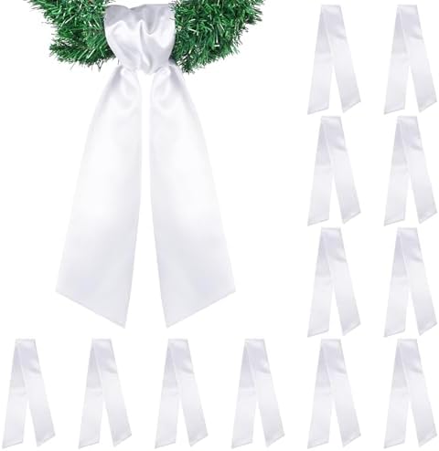 VitalCozy 12 Pcs White Wreath Sash Cotton Blank Ribbon by VitalCozy