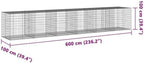 vidaXL Gabion Basket with Cover 236.2"x39.4"x39.4" Galvanized Iron - Image 3