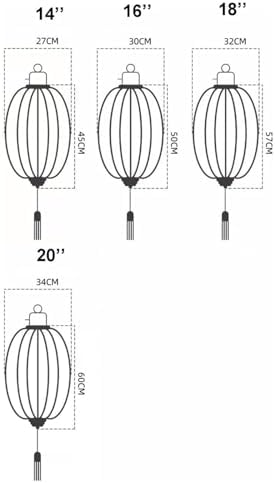 Chinese Lantern with Tassel Oval Silk Lantern Japanese Hanging Lantern Winter Melon-Shaped Lanterns Portable Chinese Paper Lanterns(Rojo,18 Inch) - Image 2