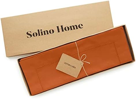 Solino Home Cotton Linen Placemats Cinnamon Hemstitch, 14 x 19 in, Set of 4 - Image 3