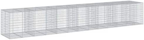 vidaXL Gabion Basket 255.9"x39.4"x39.4" with Cover - Durable Galvanized Iron for Outdoor Landscaping/Retaining Walls/Decor by vidaXL