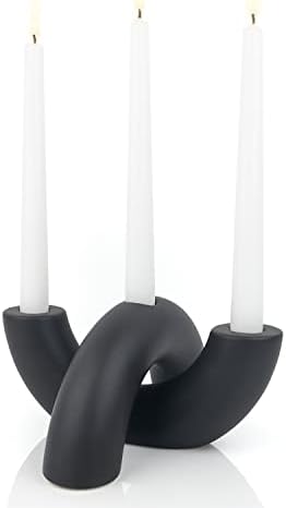 Taper Candle Holder Set - Candle Stick Holders for Dining Room Table, Entryway Table, or Fireplace Mantel - Modern Candelabra Home Decor (Black) by AERLO