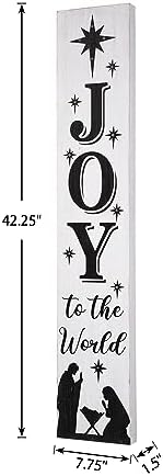 Glitzhome 42" H Lighted Wooden Nativity Porch Sign, Decorative Joy Hanging Plaque for Christmas, Farmhouse Xmas Nativity Porch Decor Hanging Sign for Christmas Holiday Home Front Door Porch Decor - Image 2