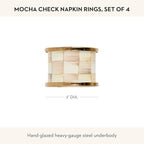 MACKENZIE-CHILDS Enamel Napkin-Ring Set, Brown-and-White Mocha Check - Image 4