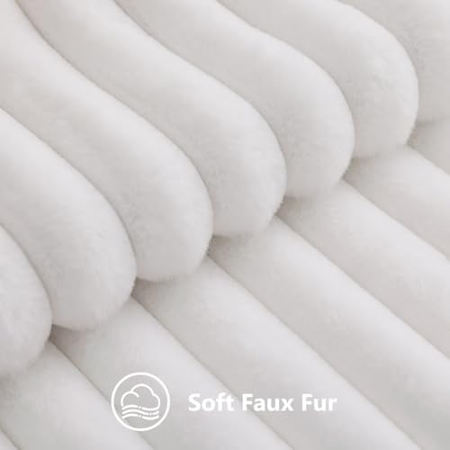 decorUhome Fall Faux Fur Throw Pillow Covers 24x24 Set of 2 White - Image 2