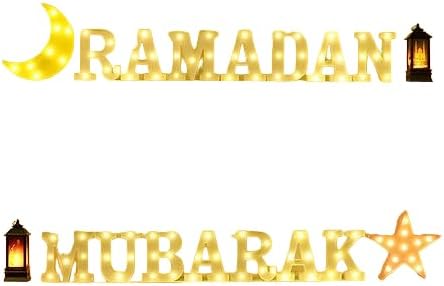 Ramadan Mubarak LED Letters - Ramadan Festival Lighted Window Decorations Light-up Signs for Wall Décor, Home, Bedroom, Cafe, Office, Birthday, Housewarming, Gift Supplies by Unknown