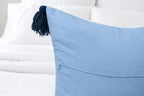 Blue Floral Hand Embroidered 20x20 Pillow Cover, Ivory - Image 2