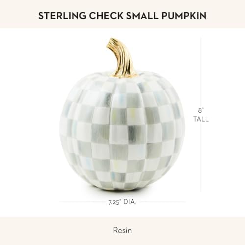 MACKENZIE-CHILDS Resin Pumpkin, Small, Gray-and-White Sterling Check - Image 4