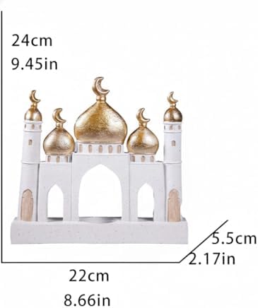 Hebdids Ramadan Eid Home Decorations for Home 2025 Gold and White Mosque Tower Islamic Eid Mubarak decore - Image 5