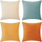 MONDAY MOOSE Decorative Throw Pillow Covers Cushion Cases, Set of 4 Soft Velvet Modern Designs, Mix and Match for Home Decor, Pillow Inserts Not Included (16x16 inch, Orange/Teal) - Image 4