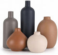 Ceramic Vase Set of 5, Modern Vases Home Decor, Neutral Decorative Vases for Pampas Grass Dried Fresh Flowers, Small Vase Set for Living Room Kitchen Bedroom Bathroom Entryway Mantel Decor by QIANLING